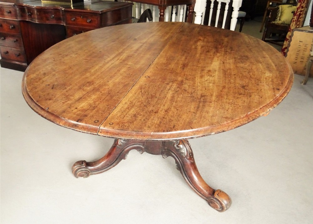 19th C Walnut Oval Dining Table View IV