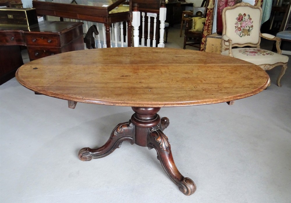 19th C Walnut Oval Dining Table View VI