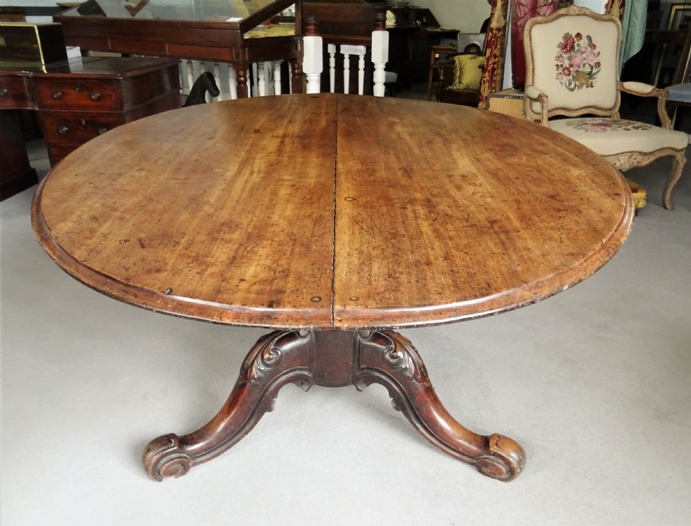 19th C Walnut Oval Dining Table View XI