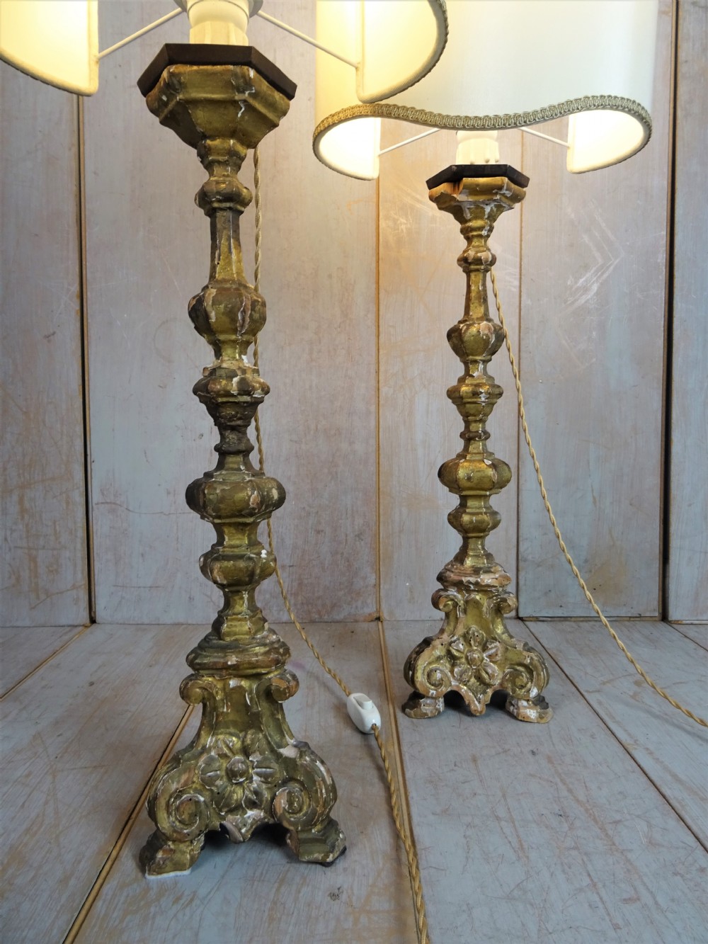 A Pair Of 18th Century Gilt Italian Pricket Candlesticks View II