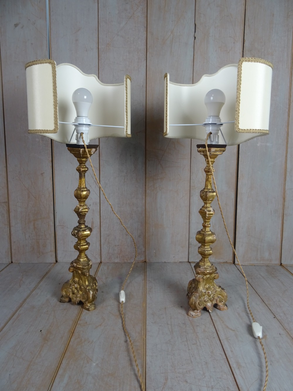 A Pair Of 18th Century Gilt Italian Pricket Candlesticks View IV