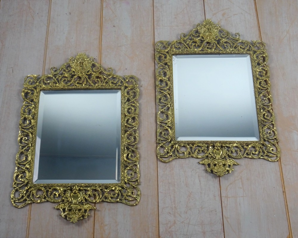 Pair of Victorian brass wall mirrors