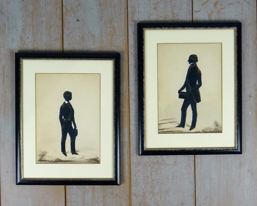 Pair of 19th C portrait silhouettes of two young men by Frith View IV