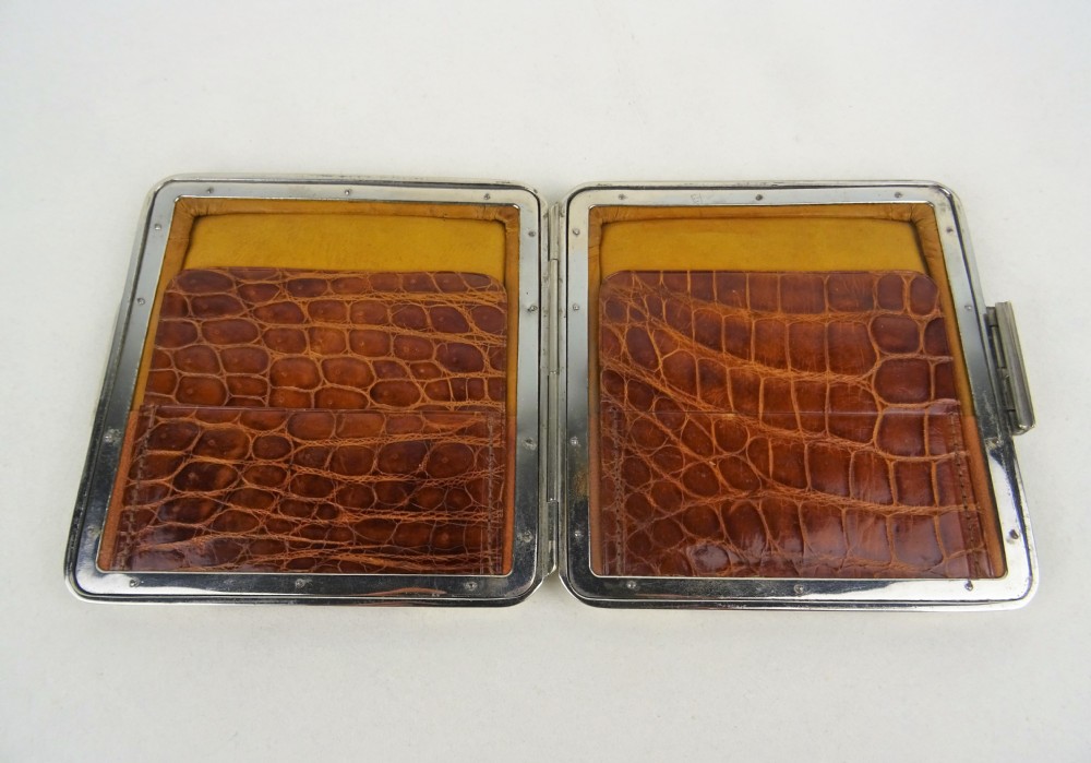 Superb English Victorian Silver and Crocodile Card Case View II