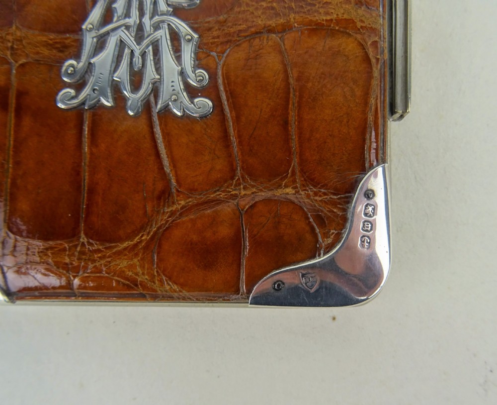 Superb English Victorian Silver and Crocodile Card Case View III