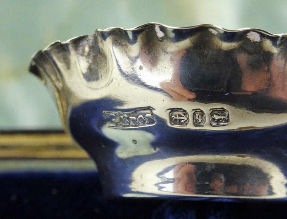 Cased Pair of Victorian Silver Salts and spoons View V