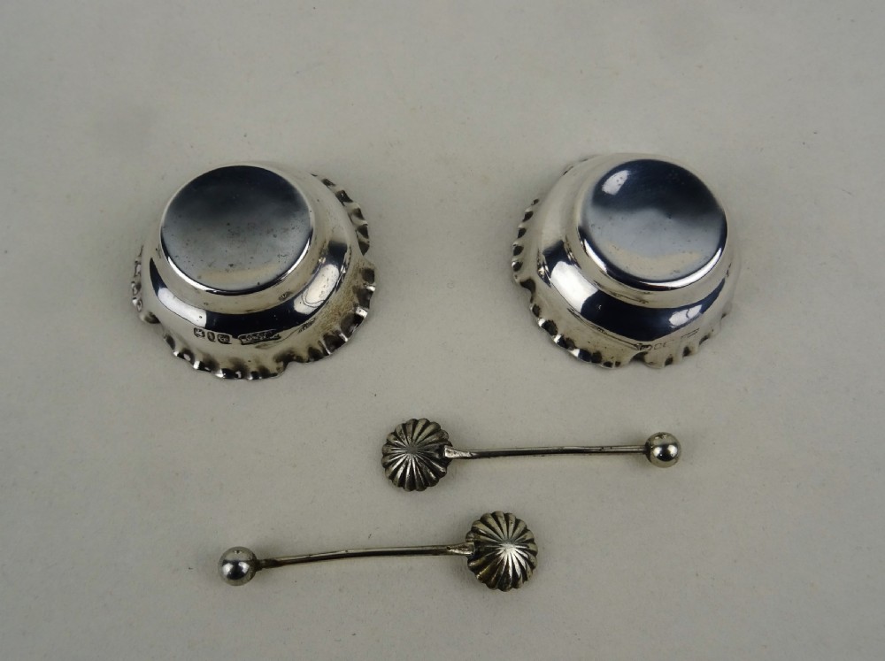 Cased Pair of Victorian Silver Salts and spoons View VII