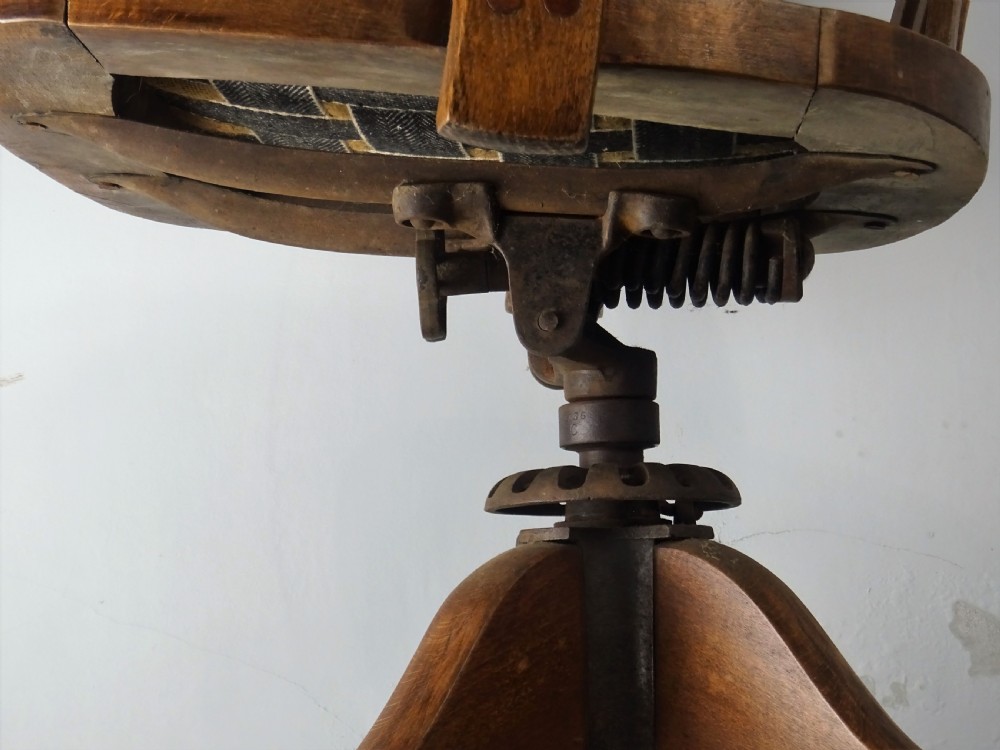 Victorian Oak and Leather Captain’s Revolving Swivel Desk Chair View IX