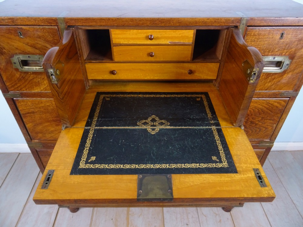 Antique Military Campaign Secretaire Chest of Drawers View VIII