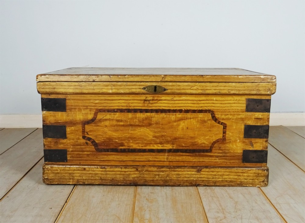 Original Victorian Hand Painted Travelling Trunk Chest View II