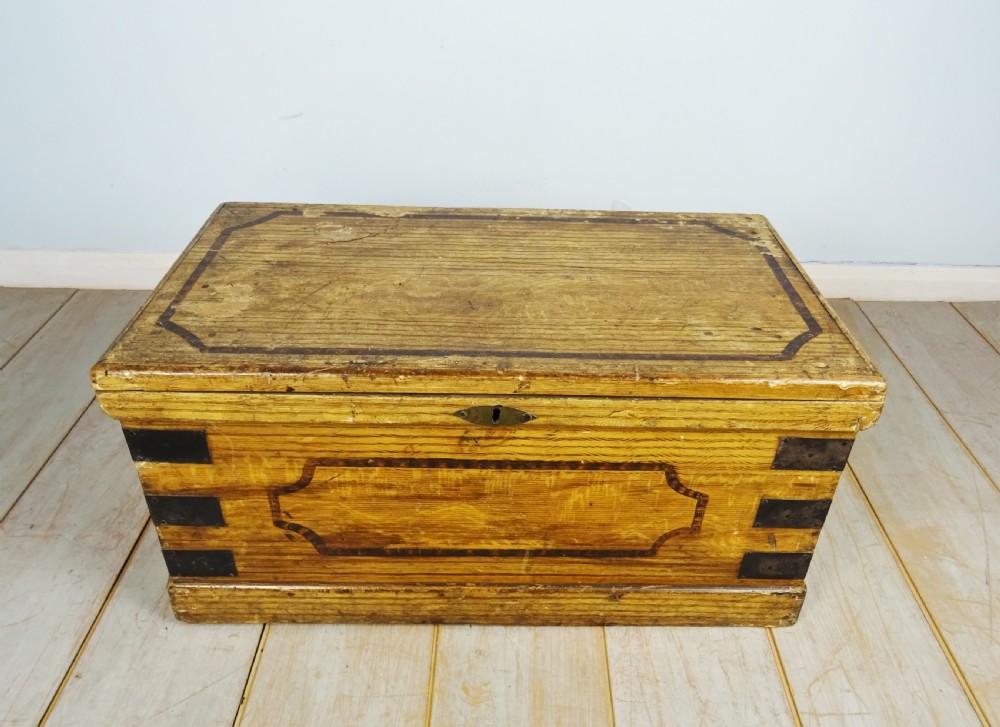 Original Victorian Hand Painted Travelling Trunk Chest View III