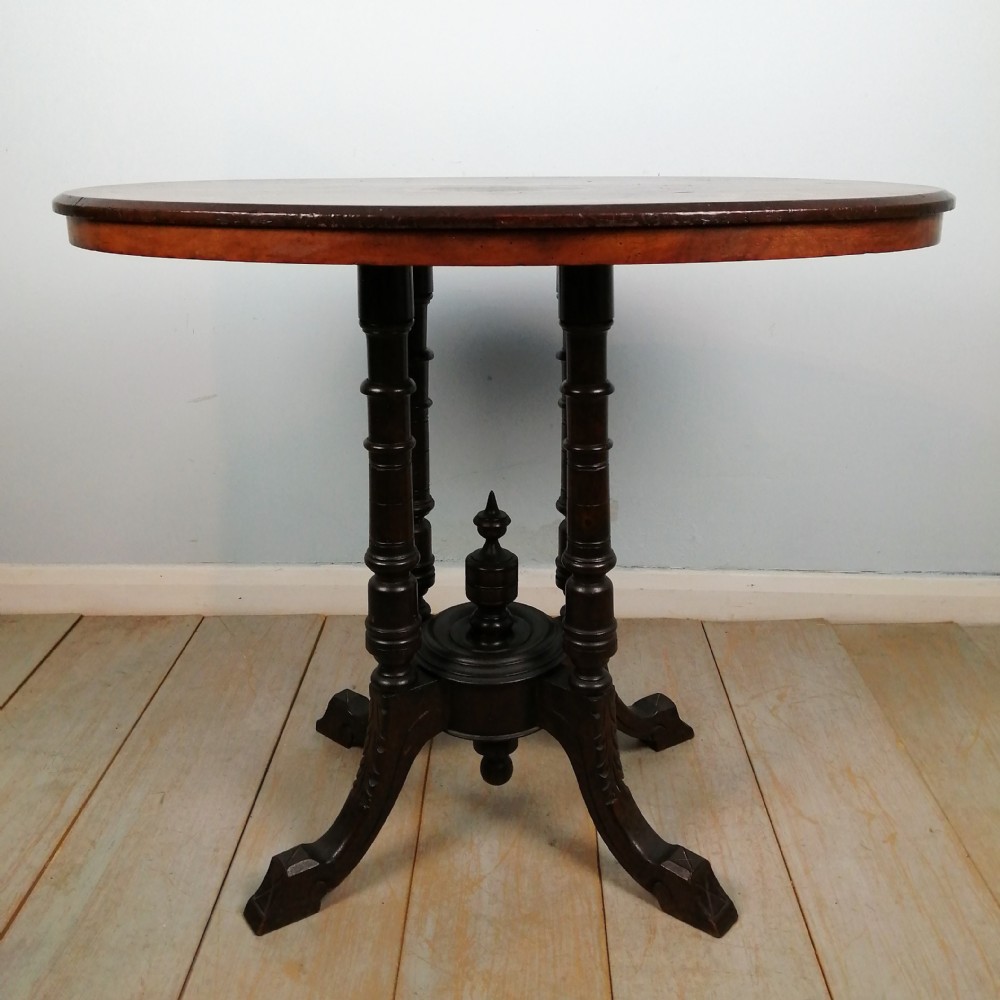 Inlaid Oval Walnut Occasional Side Table