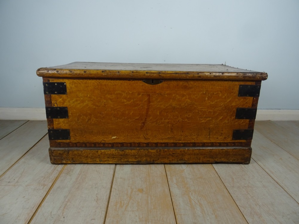 Original Victorian Hand Painted Travelling Trunk Chest View VIII
