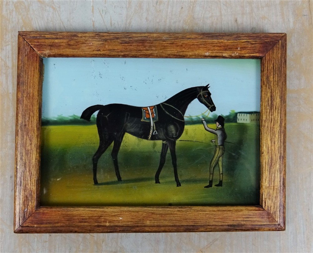 19th Century Naive Reverse Painting On Glass