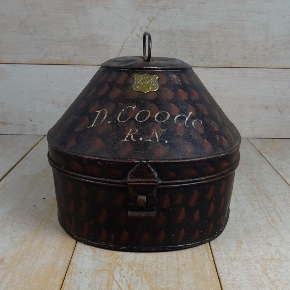 Antique Royal Navy Toleware Hat Box View II