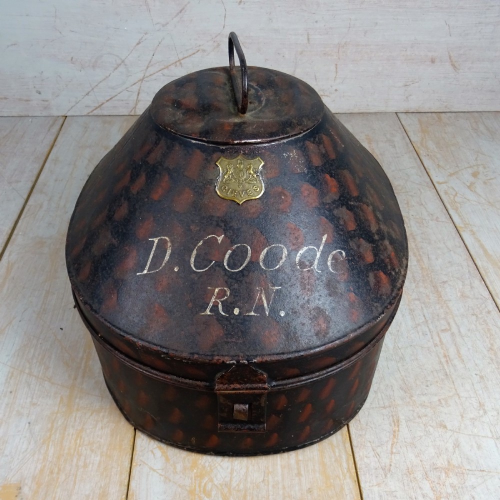 Antique Royal Navy Toleware Hat Box View III