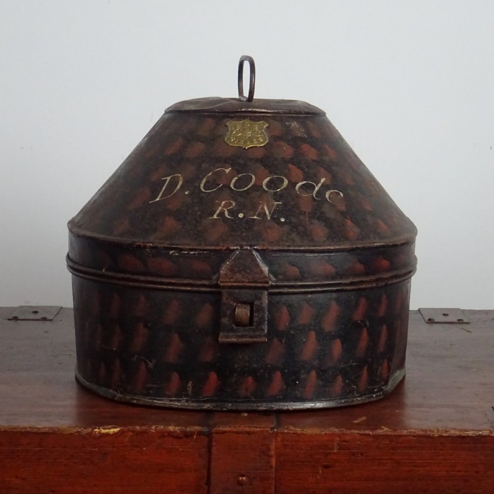 Antique Royal Navy Toleware Hat Box View XI