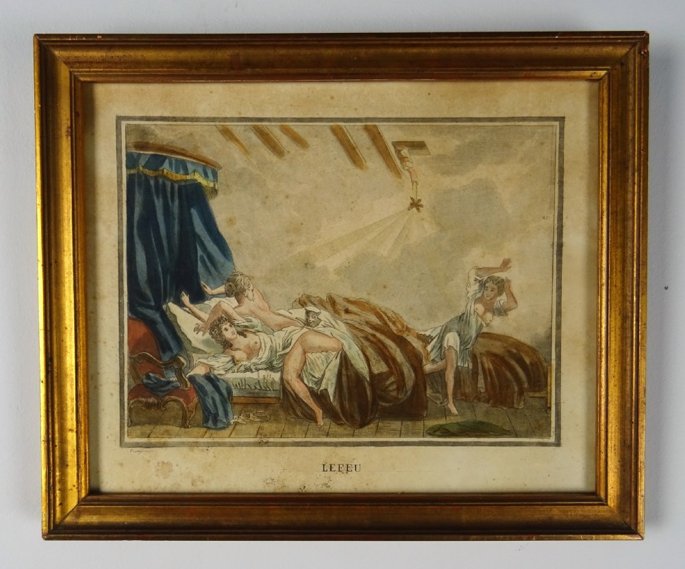Antique Pair of Gilt Framed Erotic Prints View II