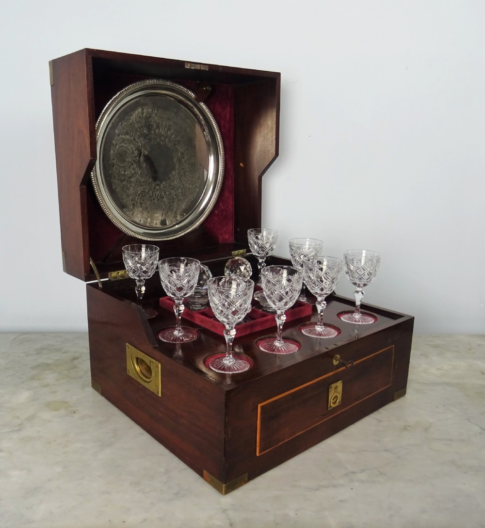 A Mahogany and Brass Campaign Decanter Box
