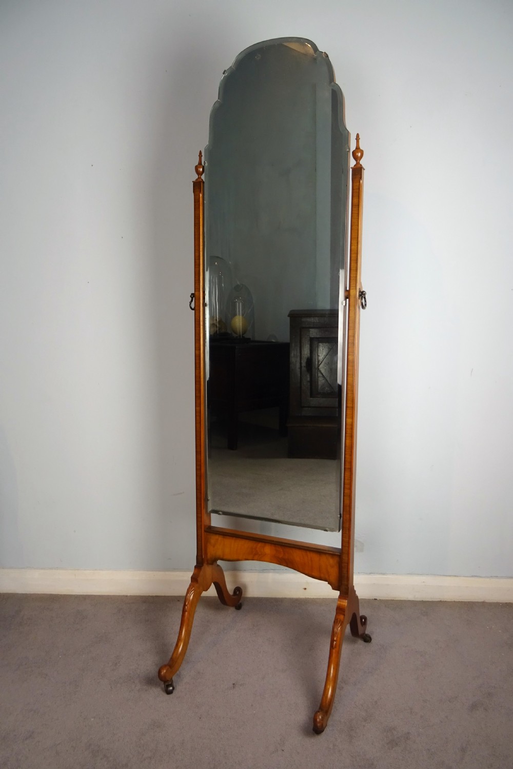 Antique Walnut Cheval Mirror