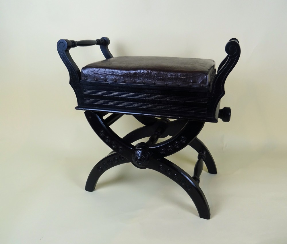 Antique Victorian Adjustable Piano Music Stool View III