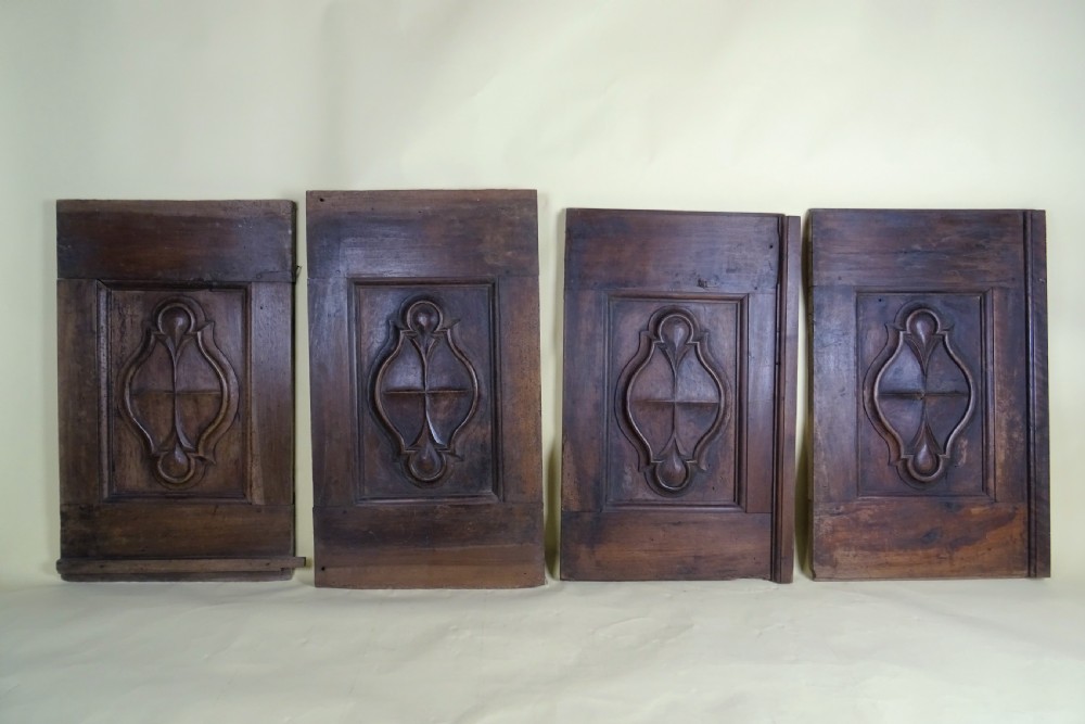 Four 17th C Italian Walnut Carved Door Panels