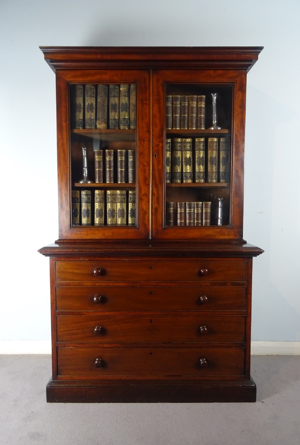 Small William IV Mahogany Bookcase on Chest