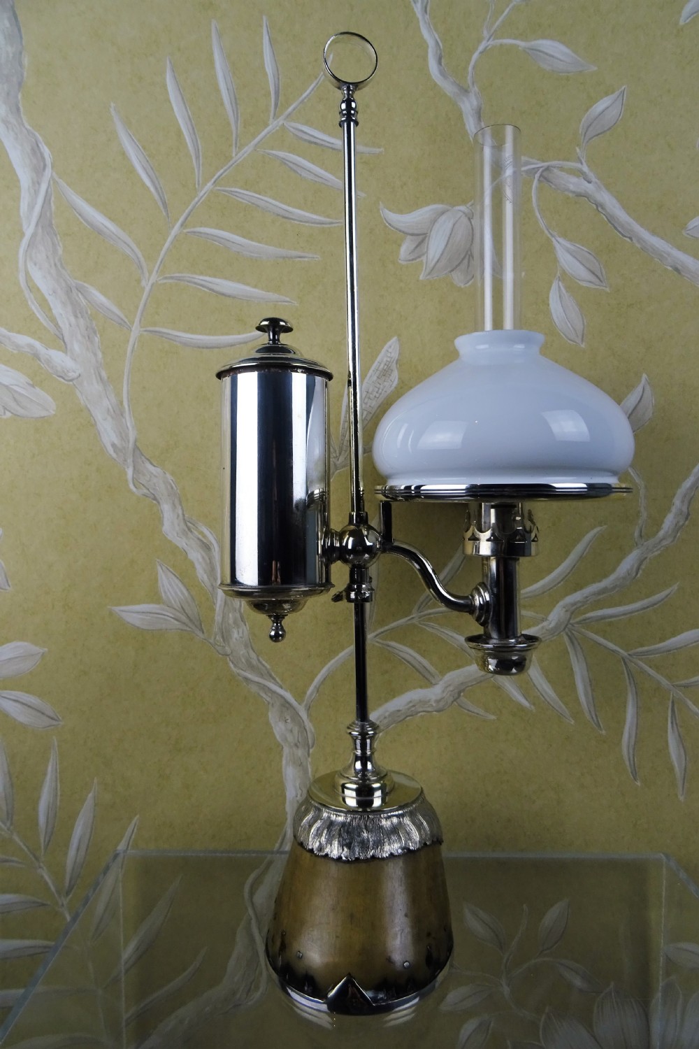 C19th Silver Plated Student Lamp by Roland Ward