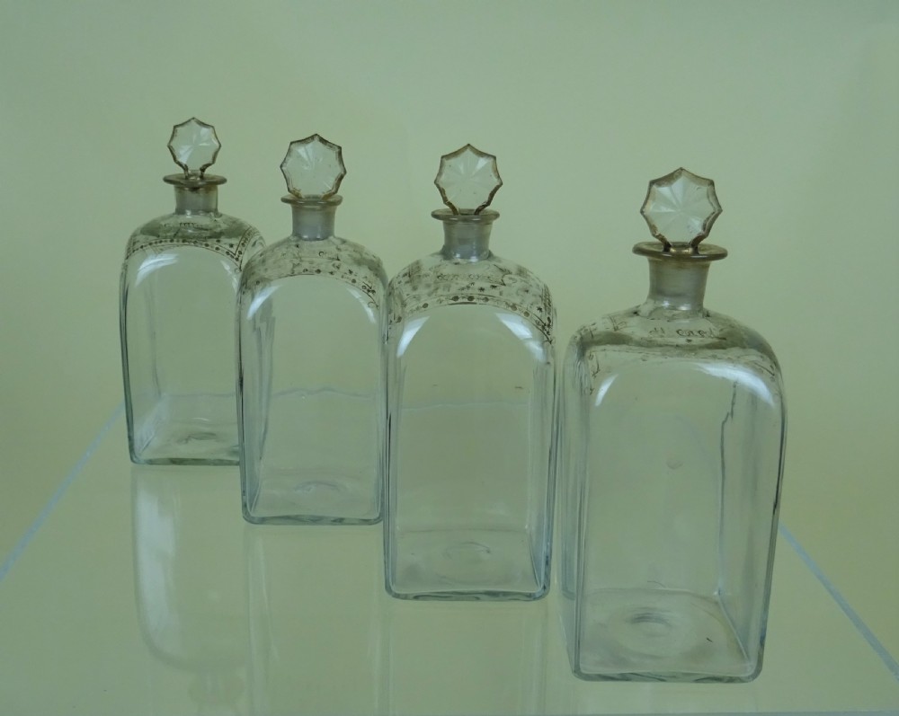 Four Antique Georgian Glass Spirit Decanters View X