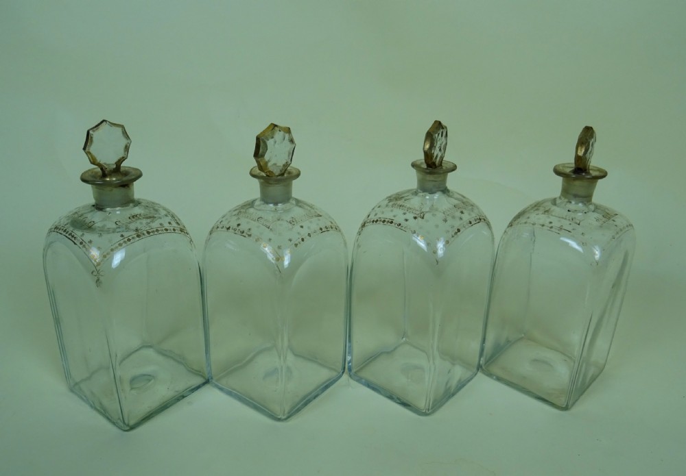 Four Antique Georgian Glass Spirit Decanters View II