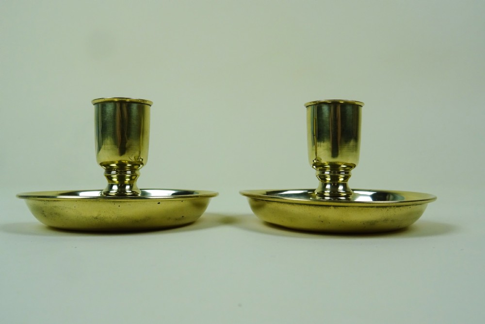 Pair of Brass Campaign Brighton Bun Travelling Candlesticks