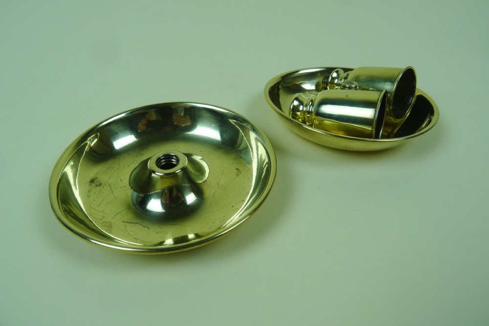 Pair of Brass Campaign Brighton Bun Travelling Candlesticks View V