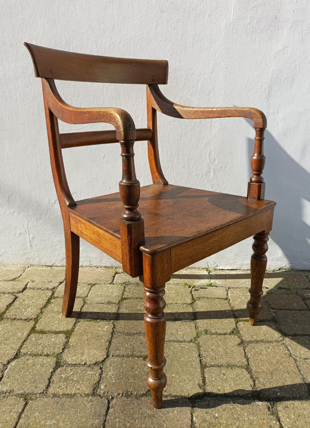 Country Oak Late George III Open Armchair