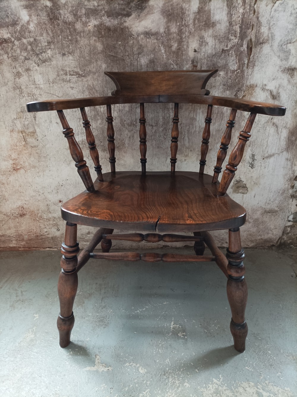 Antique English Smokers Captain's Bow Chair View II