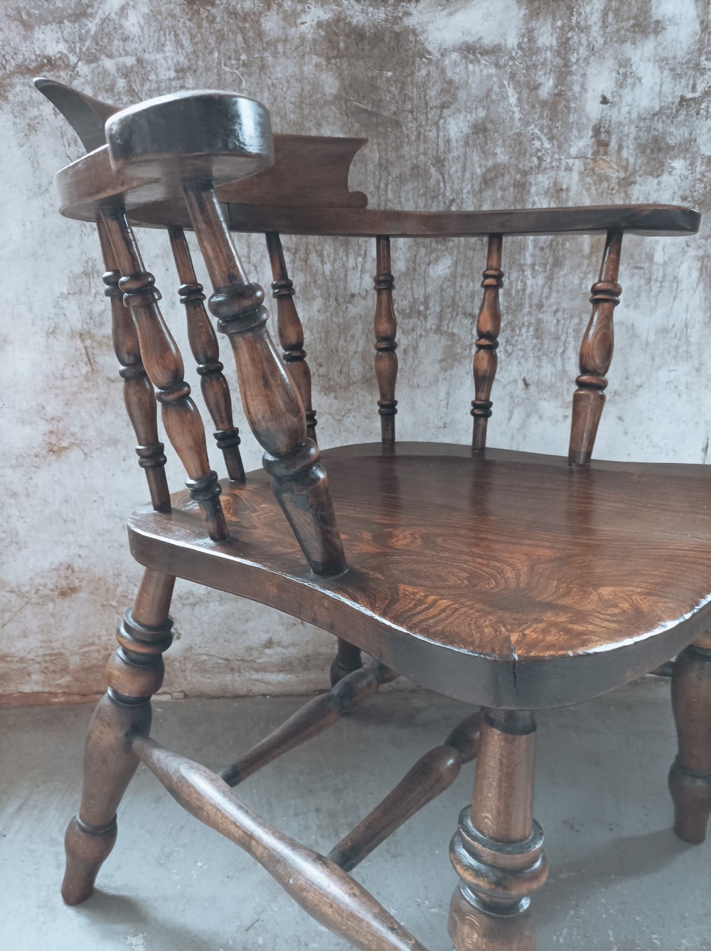 Antique English Smokers Captain's Bow Chair View VI