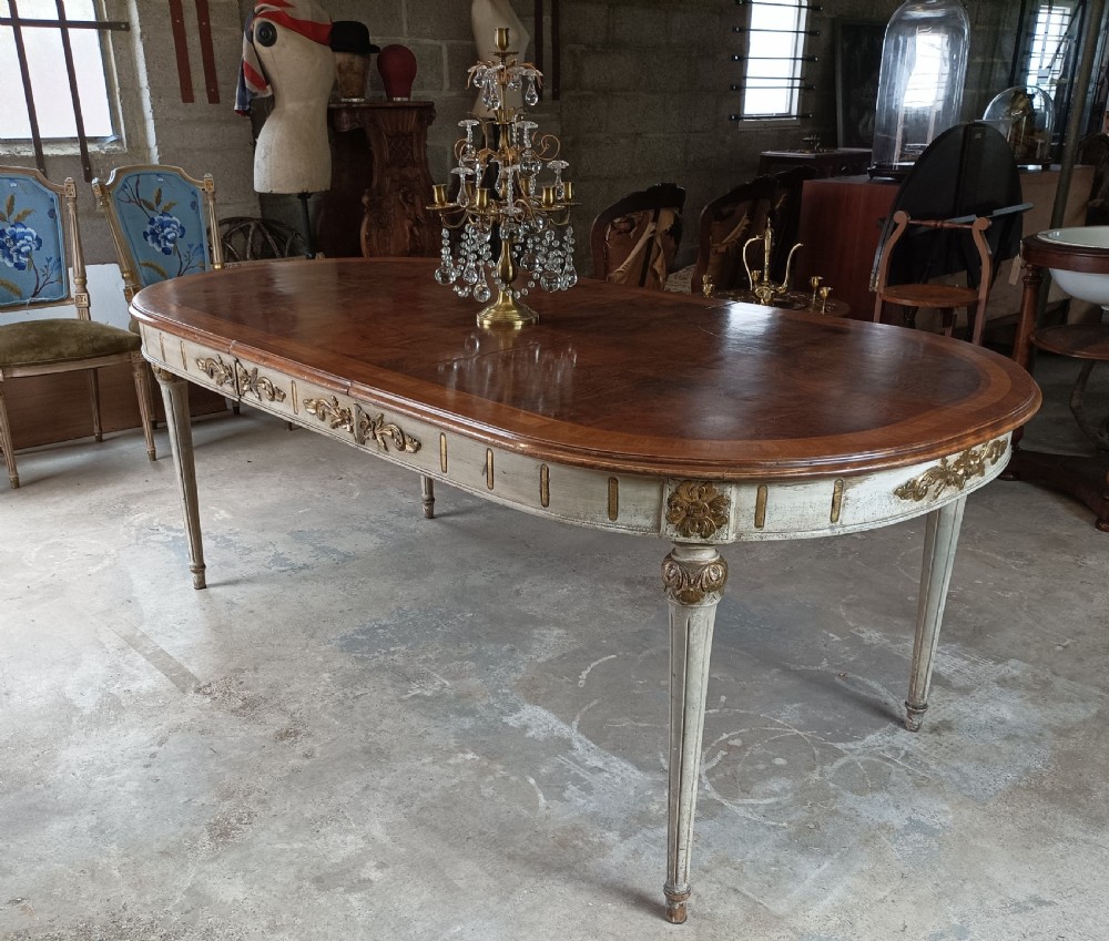 French Extending Walnut Painted Dining Centre Table