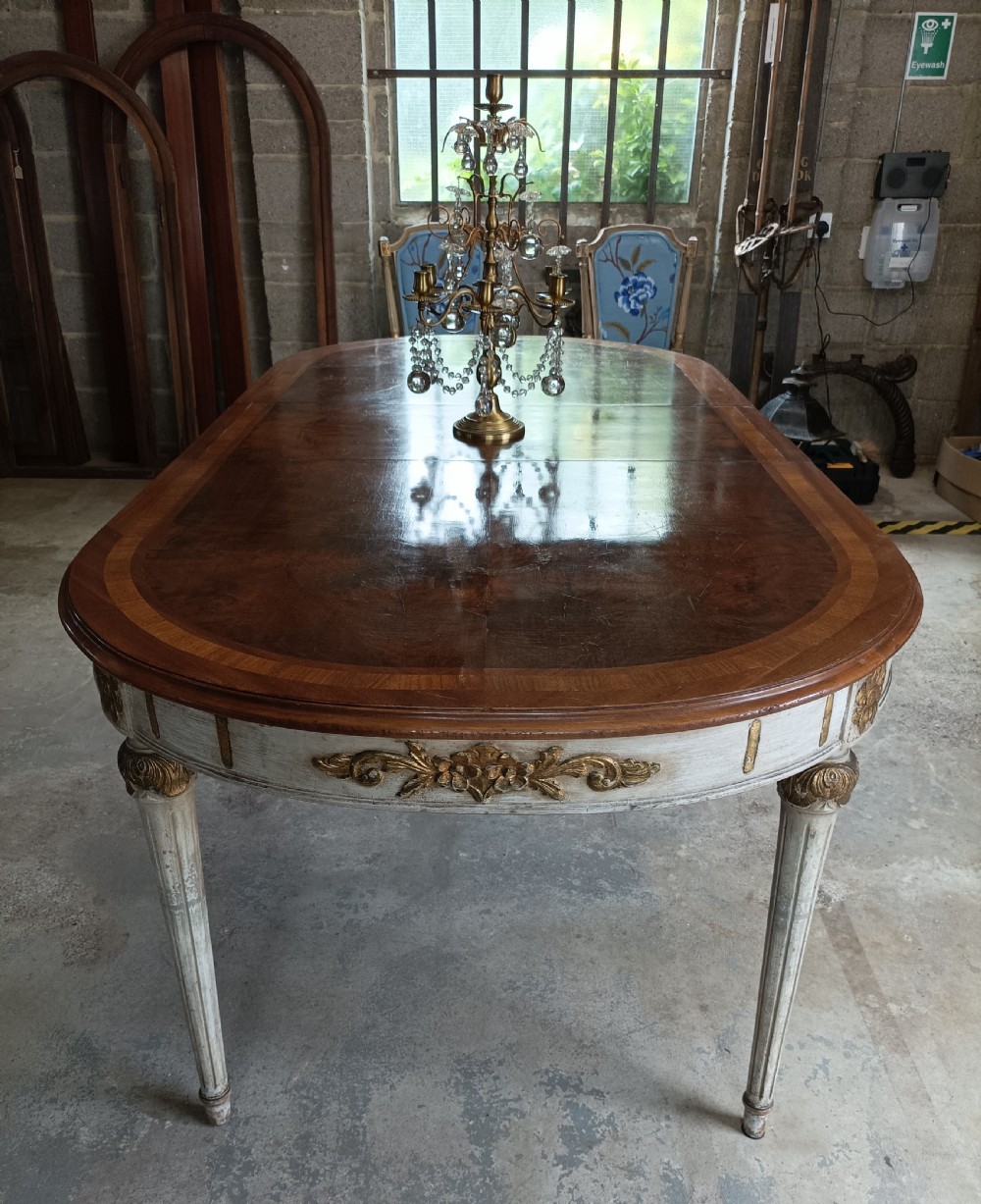 French Extending Walnut Painted Dining Centre Table View II