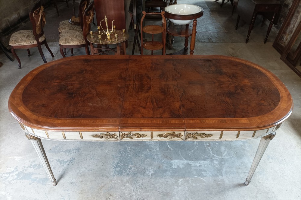 French Extending Walnut Painted Dining Centre Table View VII