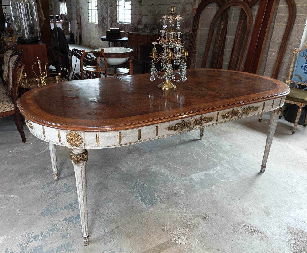 French Extending Walnut Painted Dining Centre Table View V
