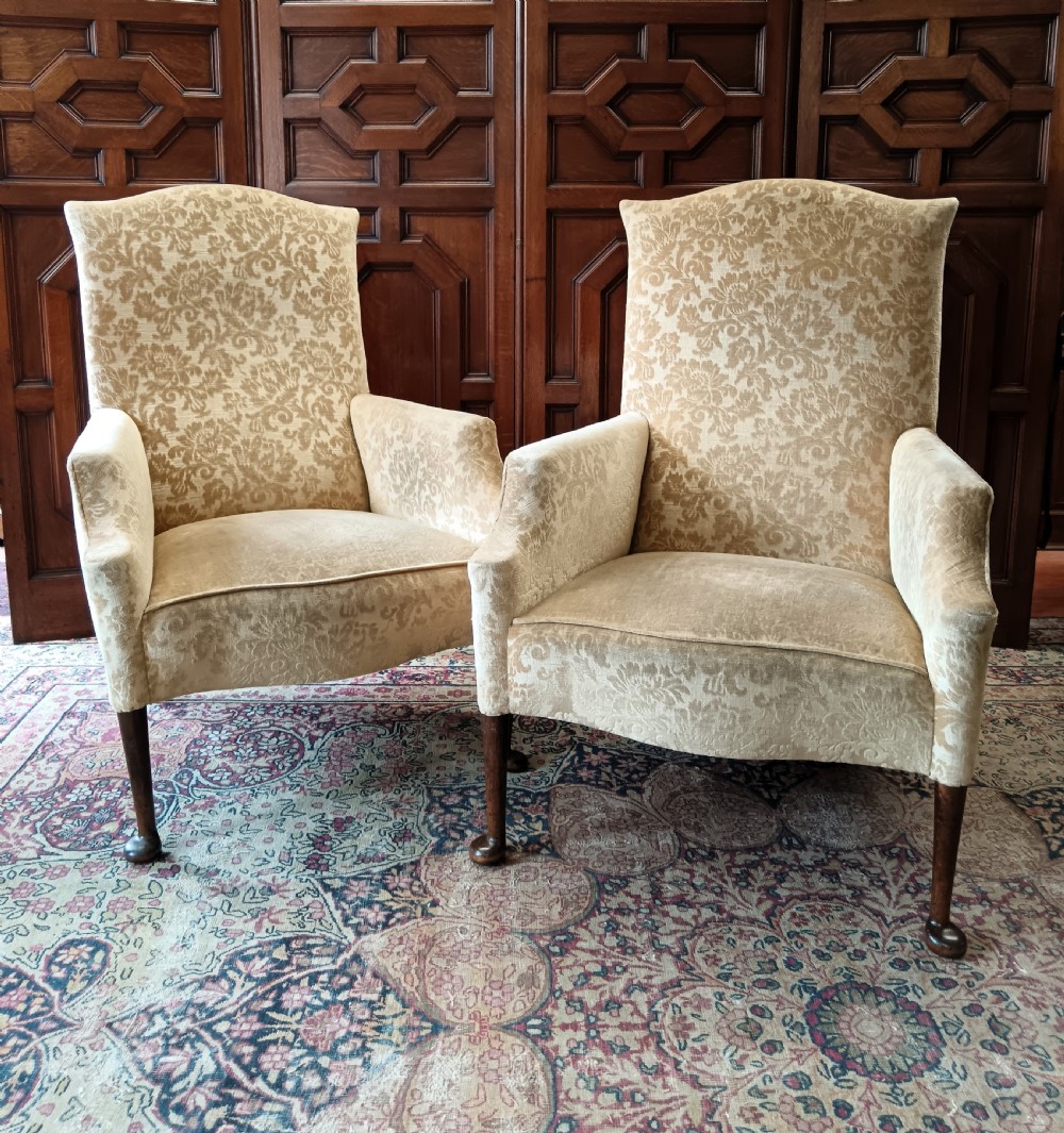 Pair of Late Victorian Library Armchairs of Georgian Design