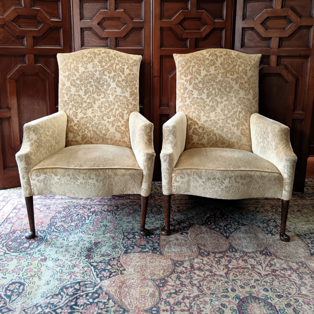Pair of Late Victorian Library Armchairs of Georgian Design View II