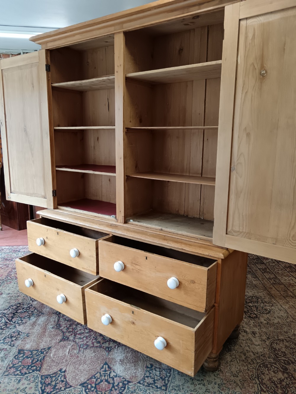 Late Victorian pine linen press View II