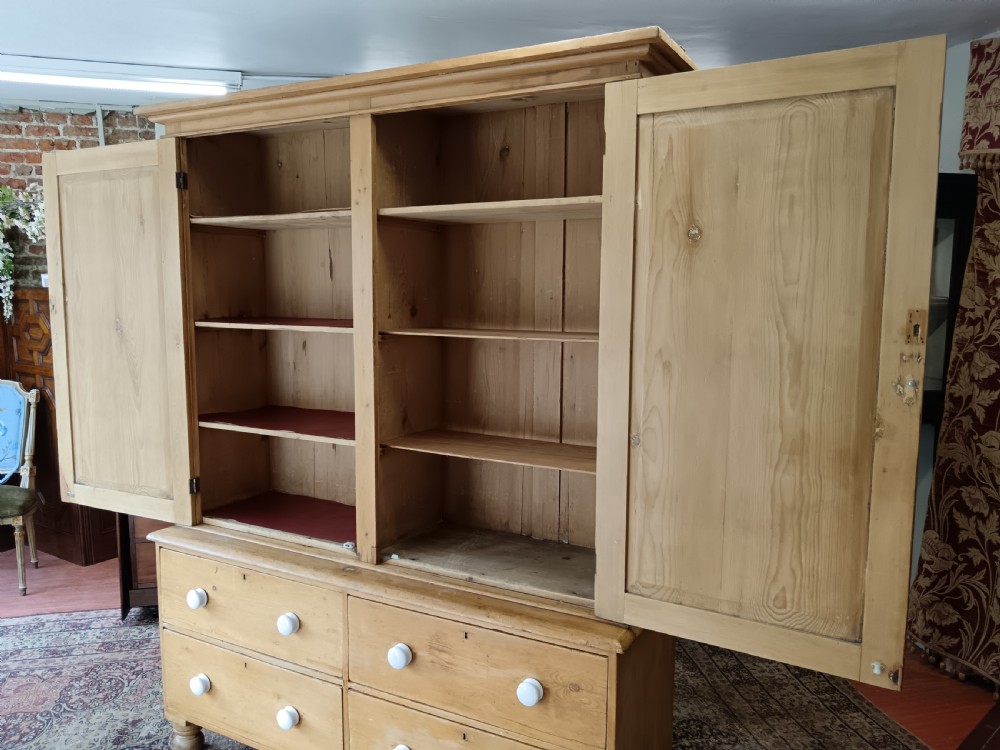 Late Victorian pine linen press View III