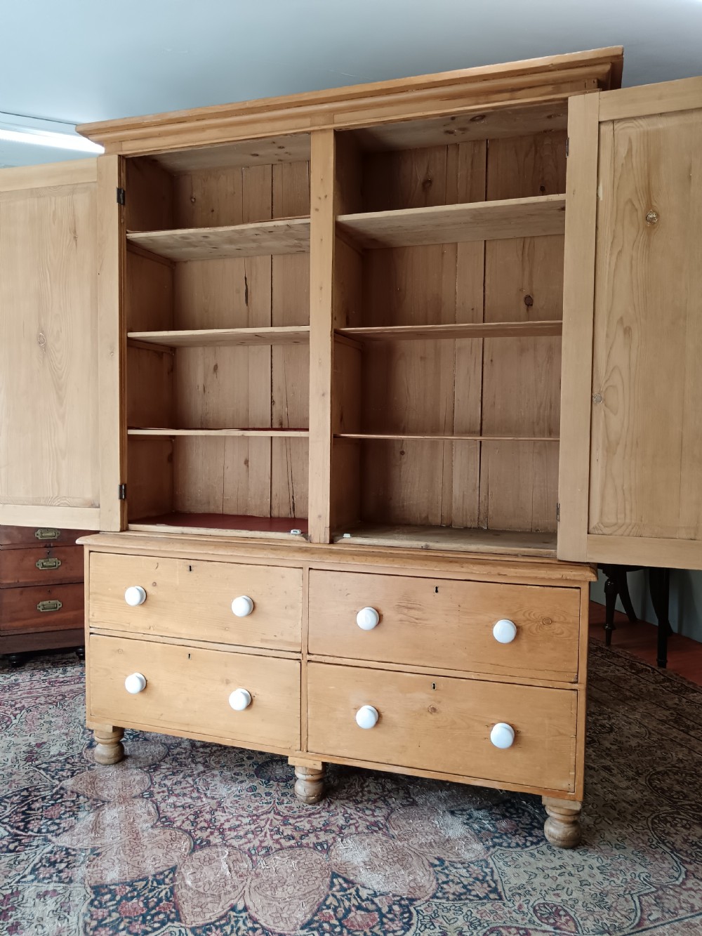Late Victorian pine linen press View V