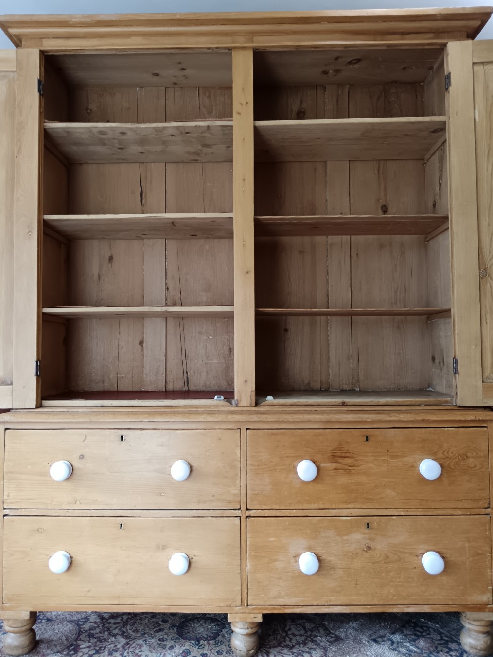 Late Victorian pine linen press View VI
