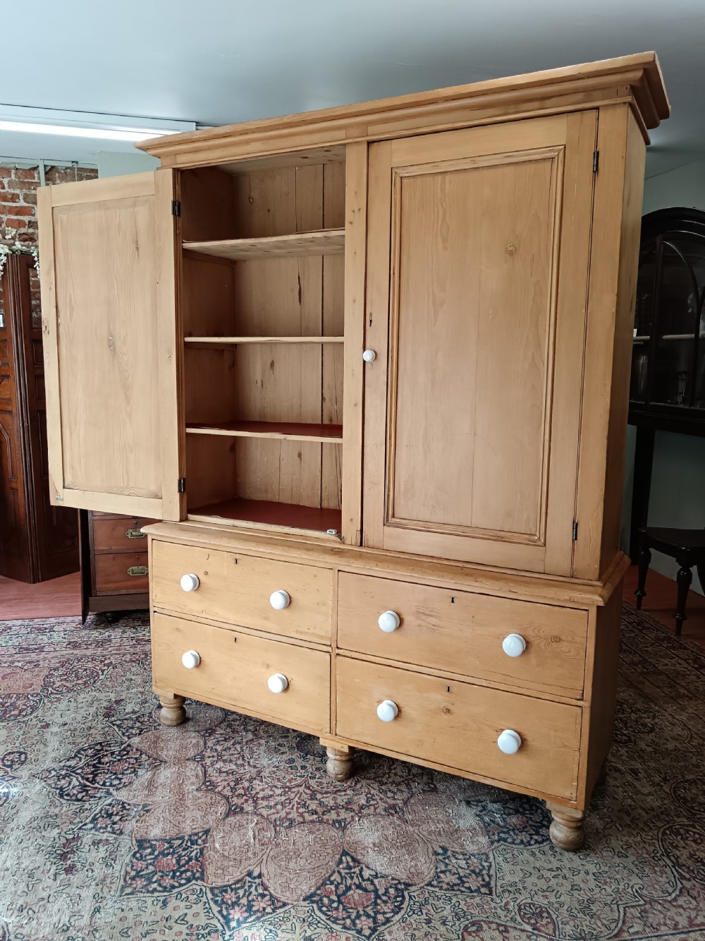 Late Victorian pine linen press