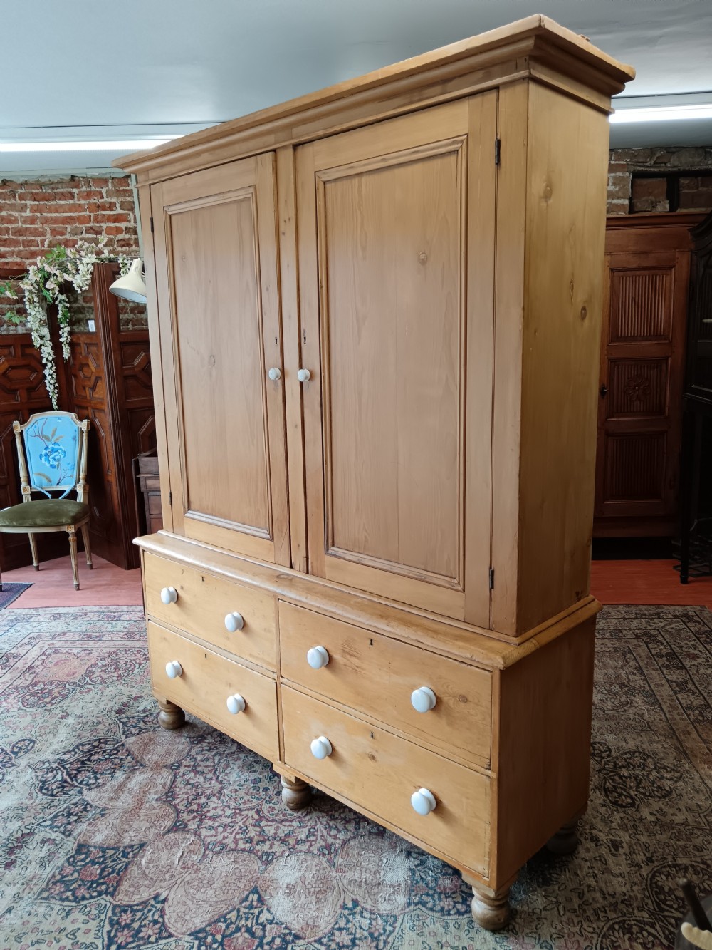 Late Victorian pine linen press View IX