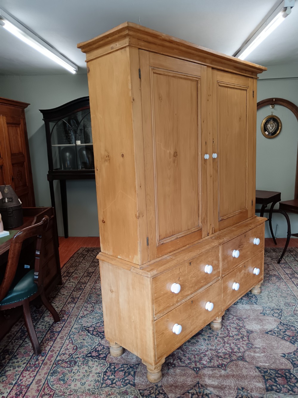 Late Victorian pine linen press View XI