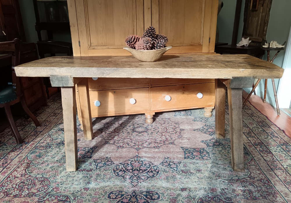 Primitive Two Plank Farmhouse Kitchen Work Table View V
