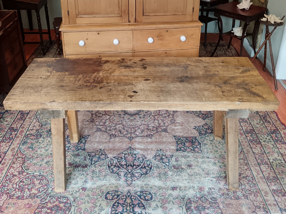 Primitive Two Plank Farmhouse Kitchen Work Table View VII